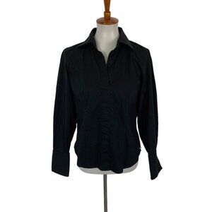Worth New‎ York Black Long Sleeve Top Small Side Zip Career Minimalist Classic